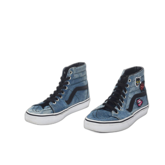 Vans Acid Wash Denim Off the Wall High Top with Patches Size 7.5 - Picture 2 of 5